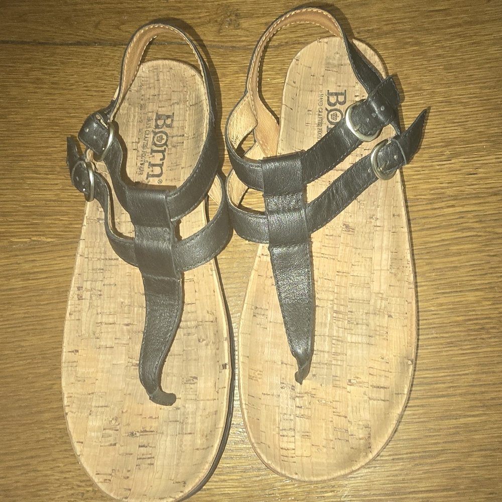 Born Black Leather Sandals